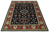 Black, Rust and Beige Traditional Oriental Hand Knotted Custom Made Wool Area Rug