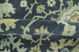 Black, Silver and Olive Oushak Hand Knotted Custom Made Wool Rug
