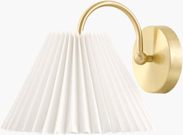 White Traditional Wall Sconce with linen details for hallway or bedroom lighting