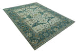 Blue And Beige Traditional Oushak Hand Knotted Custom Made wool rug