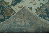 Blue And Beige Traditional Oushak Hand Knotted Custom Made wool rug