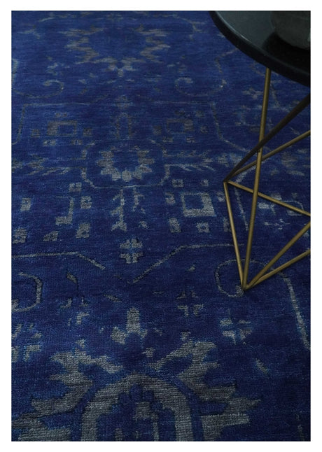 Blue and Gray Hand knotted Oriental Oushak Multi Size wool Area Rug