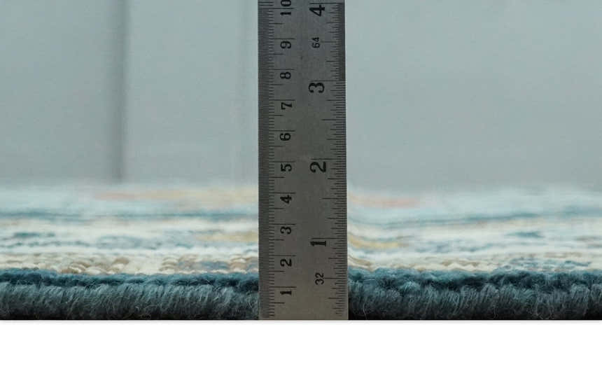 Custom Made Blue and Ivory Hand Knotted Modern Turkish Medallion Design Wool Area Rug