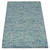 Custom Made Blue and Ivory Shaded Solid Wool Hand Woven Layering Area Rug