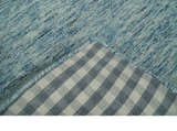 Custom Made Blue and Ivory Shaded Solid Wool Hand Woven Layering Area Rug