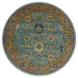 Blue and Rust Antique Traditional Oushak Area Rug