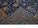 Blue and Rust Turkish Design Traditional Serapi Hand Knotted Wool Area Rug
