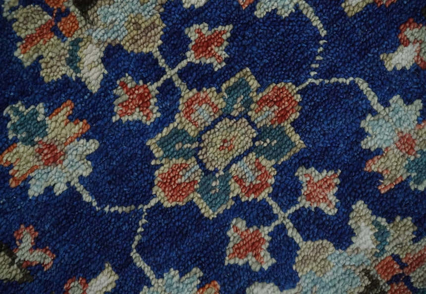 Blue and Rust Turkish Design Traditional Serapi Hand Knotted Wool Area Rug