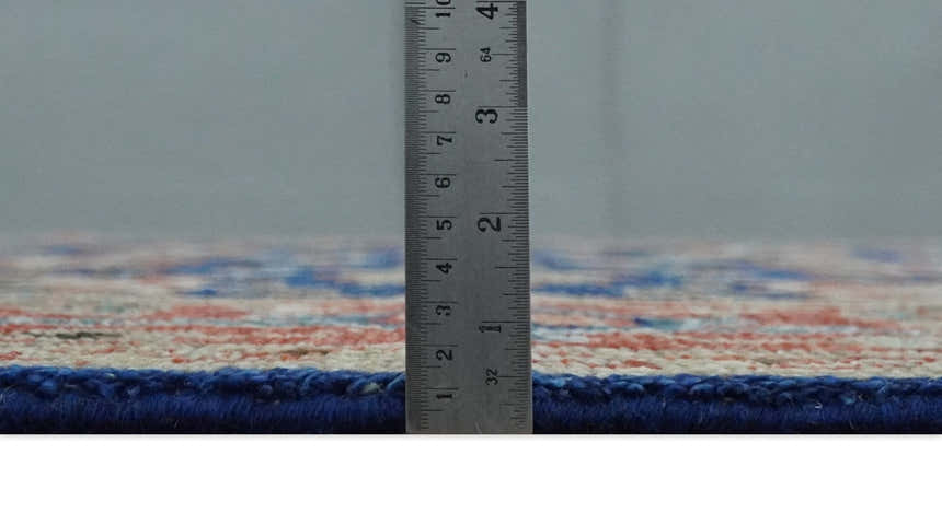 Blue and Rust Turkish Design Traditional Serapi Hand Knotted Wool Area Rug