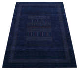 Blue And White Center Pattern Design Hand Loomed Wool Area Rug