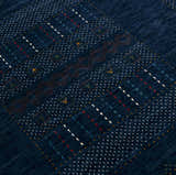 Blue And White Center Pattern Design Hand Loomed Wool Area Rug