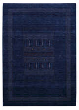 Blue And White Center Pattern Design Hand Loomed Wool Area Rug