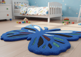Blue Butterfly Hand Tufted 2x3 Wool Area Rug