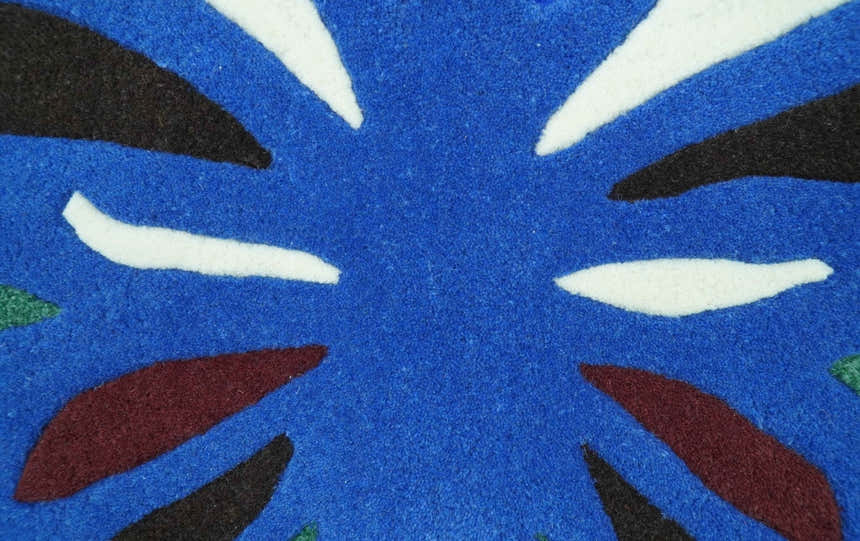 Blue Butterfly Hand Tufted 2x3 Wool Area Rug