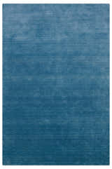 Blue Modern Solid Design Hand Loomed Wool Area Rug