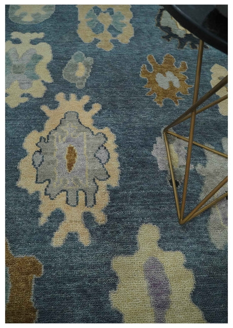 Blue, Silver and Beige Hand knotted Traditional Oushak Multi Size Wool Area Rug