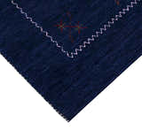 Blue Tribal Border Design Hand Loomed Wool Area Rug