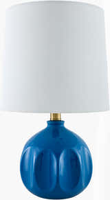 Sapphire Blue Modern Table Lamp with global details for bedside or console tables
