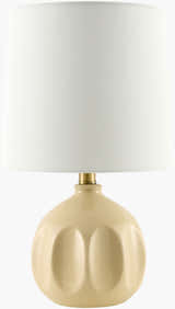 Tan Modern Table Lamp with global details for bedside or console tables