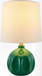 Deep Teal Modern Table Lamp with global details for bedside or console tables