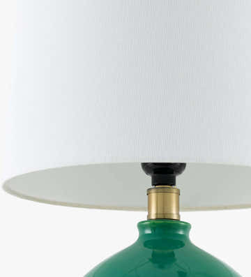 Deep Teal Modern Table Lamp with global details for bedside or console tables