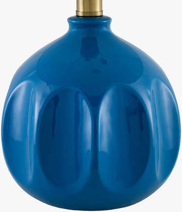 Sapphire Blue Modern Table Lamp with global details for bedside or console tables