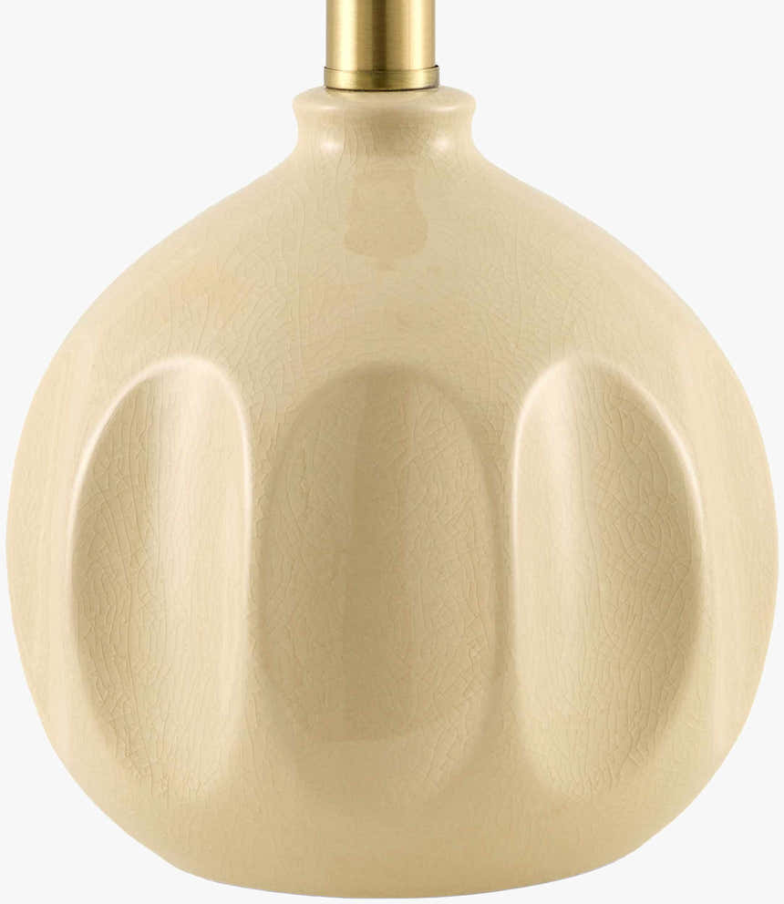 Tan Modern Table Lamp with global details for bedside or console tables