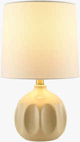 Tan Modern Table Lamp with global details for bedside or console tables