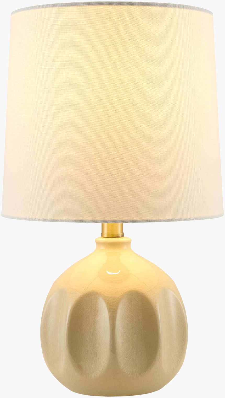 Tan Modern Table Lamp with global details for bedside or console tables
