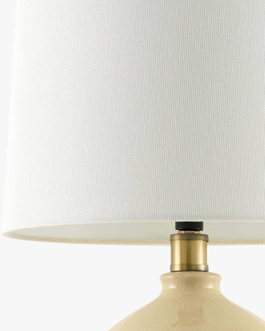 Tan Modern Table Lamp with global details for bedside or console tables