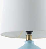 Aqua Modern Table Lamp with global details for bedside or console tables