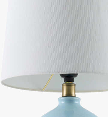 Aqua Modern Table Lamp with global details for bedside or console tables