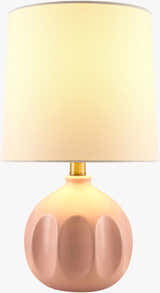 Metallic Rose Gold Modern Table Lamp with global details for bedside or console tables