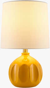 Soft Orange Modern Table Lamp with global details for bedside or console tables