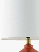 Brick Red Modern Table Lamp with global details for bedside or console tables