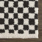 Sample Kieu Black & White Checkered Shag Rug
