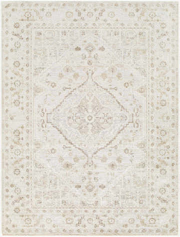 Close-up of the Carmela Becki Owens x LIVABLISS BOCM-2300 Area Rug. Beige, ivory, and brown traditional floral pattern. Design-Rectangle-537