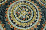 Hand Tufted Blue, Rust and Moss Gold Colorful Wool Area Rug