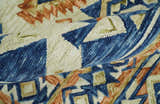 Ready To Ship Bohemian Southwestern Hand Tufted Blue, Gold and Beige Wool Rug