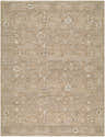 Close-up of the Penny Machine Woven Becki Owens x LIVABLISS area rug. Features traditional floral patterns in ivory, tan, and gray. Design-Rectangle-679