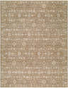 Close-up of the Penny Machine Woven Becki Owens x LIVABLISS rug. Features traditional floral and geometric patterns in ivory, tan, and gray. Design-Rectangle-679