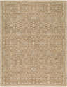 Close-up of Penny Machine Woven Becki Owens x LIVABLISS BOPE-2304 Area Rug. Tan rug with ivory traditional floral pattern. Design-Rectangle-679