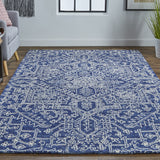 Feizy Belfort Transitional Medallion - Blue/Ivory Area Rug - Clearance