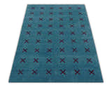 Brisk Custom Made Contemporary Design Blue Hand Knotted Wool Rug