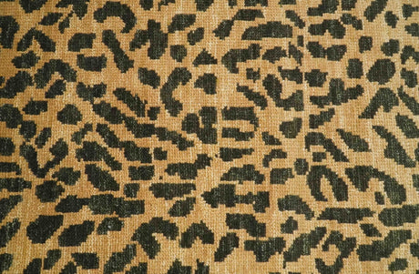 Golden-Brown and Charcoal Modern leopard Design Hand knotted multi Size wool area rug