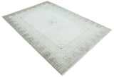 Traditional Brown and Ivory Antique Finish Art Silk Area Rug