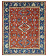 Brown, Blue and Beige Traditional Oriental Hand Knotted Multi Size Wool Area Rug