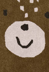Brown Bubble Bear Face Pattern Hand Tufted 3x3 Wool Rug