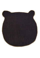Brown Bubble Bear Face Pattern Hand Tufted 3x3 Wool Rug