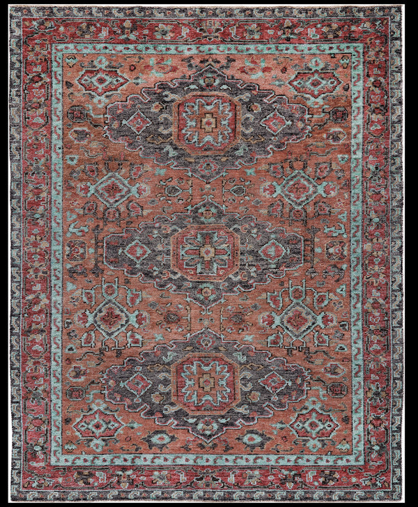 Feizy Piraj Traditional Bordered - Red/Orange/Blue Area Rug - Clearance